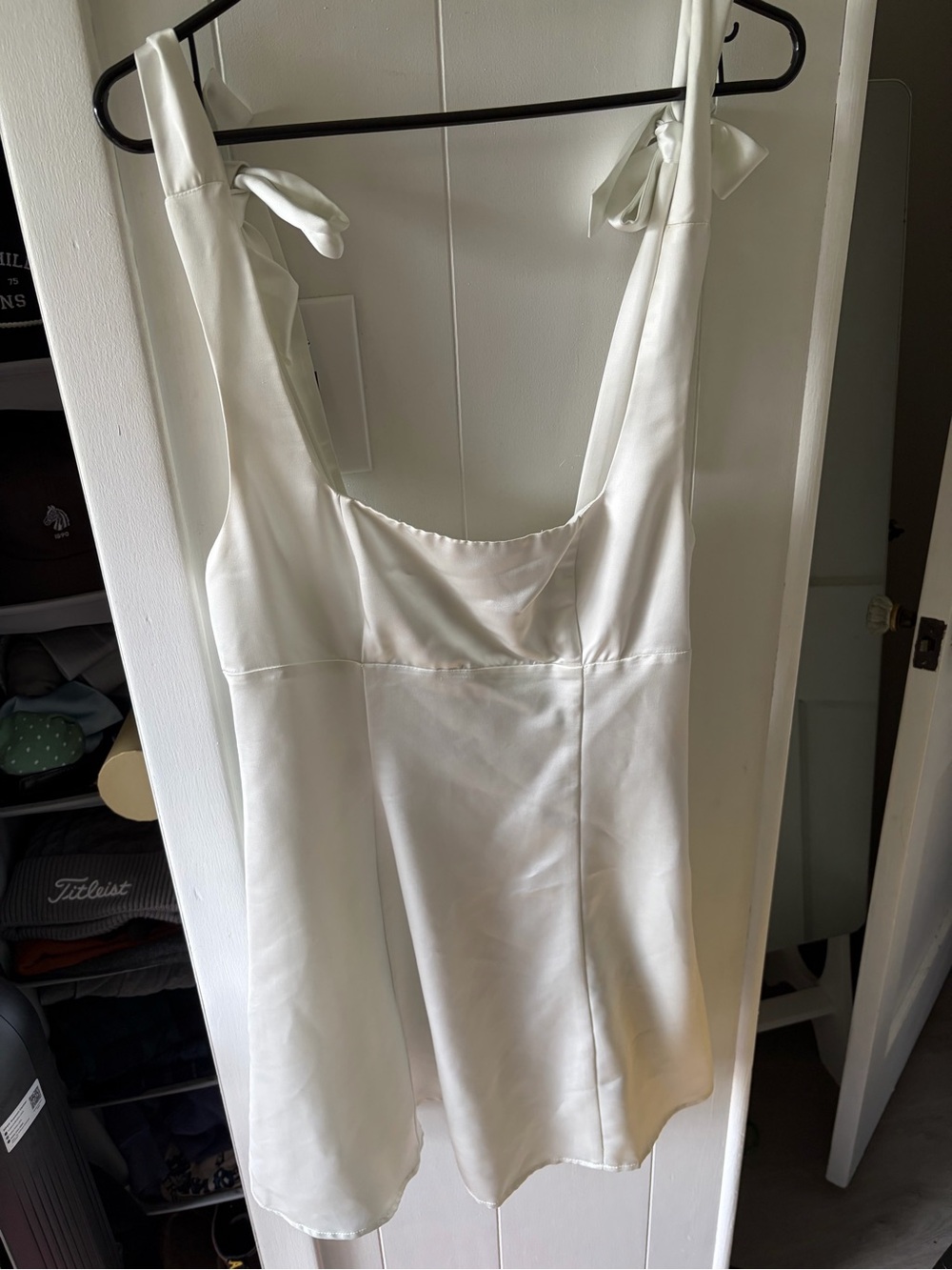 Vici Cream Satin Tie-Shoulder Slip Dress